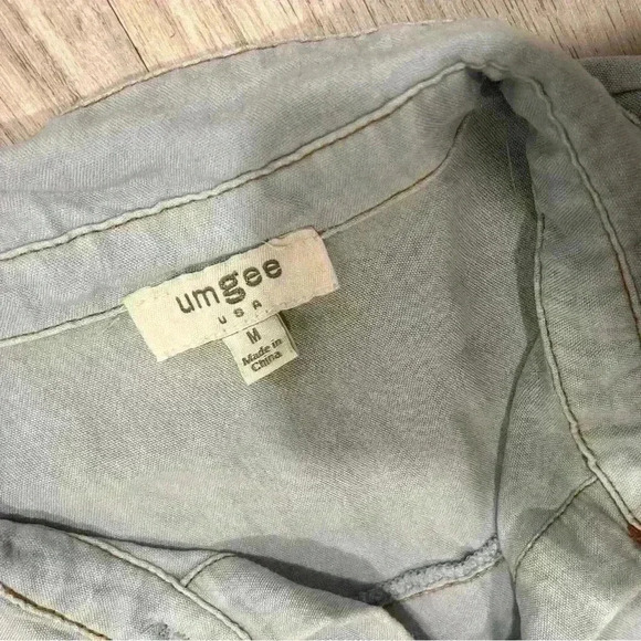 Umgee Tiered Button Front Sleeveless Denim Chambray Casual Mini Dress Size M - Picture 2 of 6